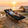 Black Foldable Heavy Duty Camping Cot 330LBS, Portable Outdoor Sleeping Bed with Cushion & Carry Bag for Camping Office Nap
