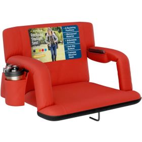 Alpcour Reclining Stadium Seat - Waterproof Foldable Camping Chair With Extra Thick Padding And Wide Back Support (Option: Red-ExtraWide)